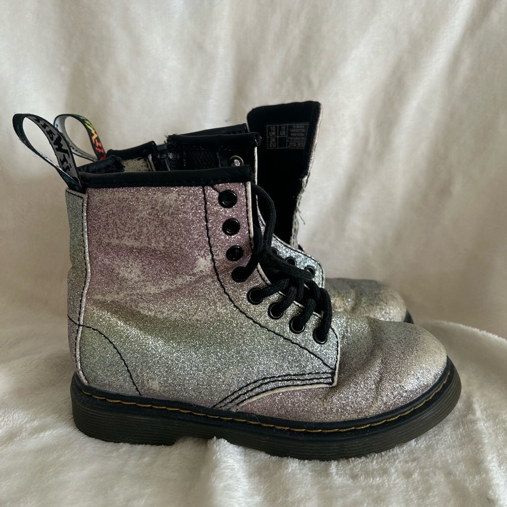 Dr. Martens Kids Glitter Boots - Silver and Pink